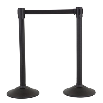 US Weight Sentry Stanchion, Black HDPE Post, Black 6.5' ft. Belt (2-Pack)